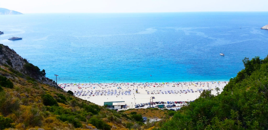 La plage de Myrtos à Céphalonie, Kefalonia, Grèce