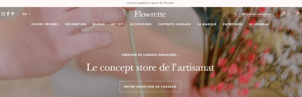 Page d'accueil du site internet de Flowrette