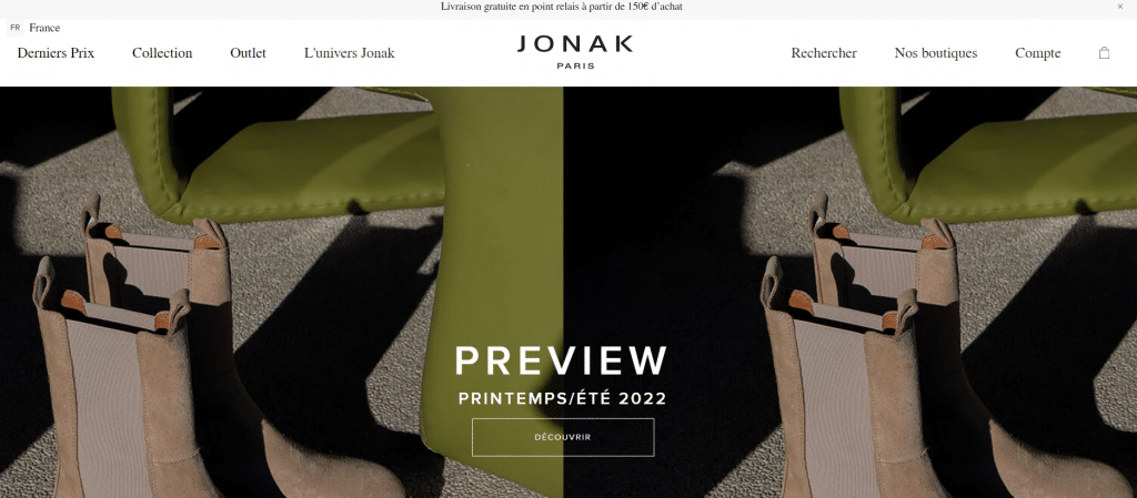 Page d'accueil du site internet de Jonak