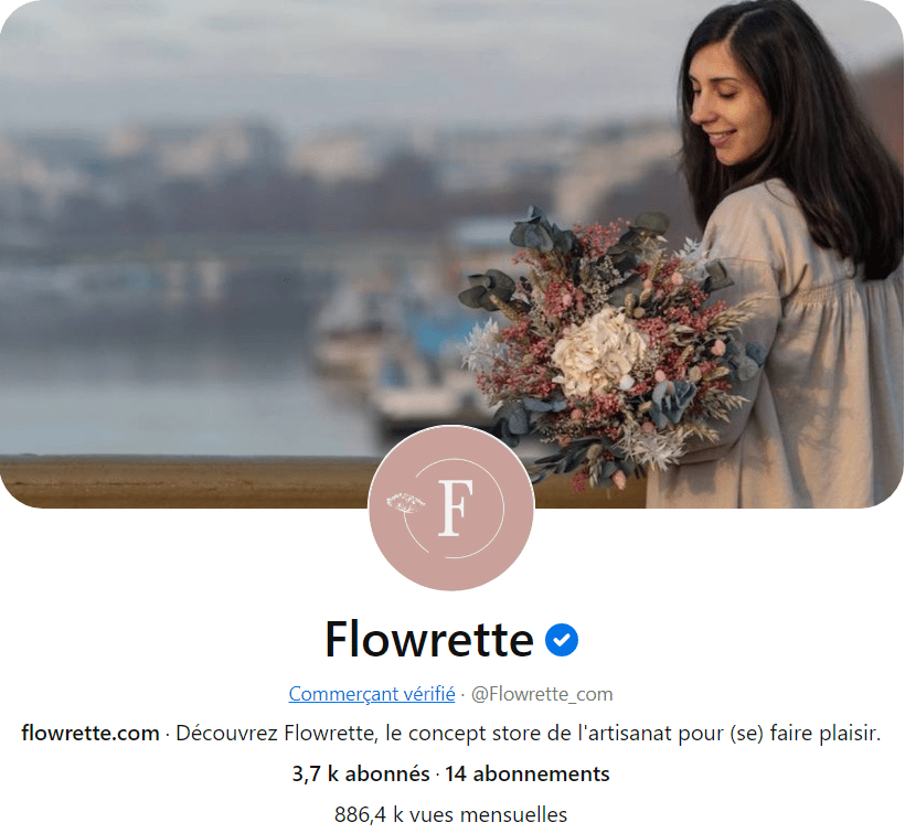 Le profil Pinterest de la marque de fleurs séchées