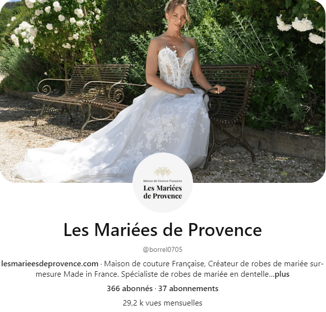 Le profil Pinterest de Mariées de Provence