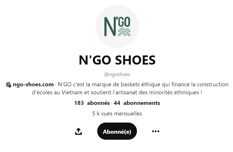 Profil Pinterest de N'Go Shoes