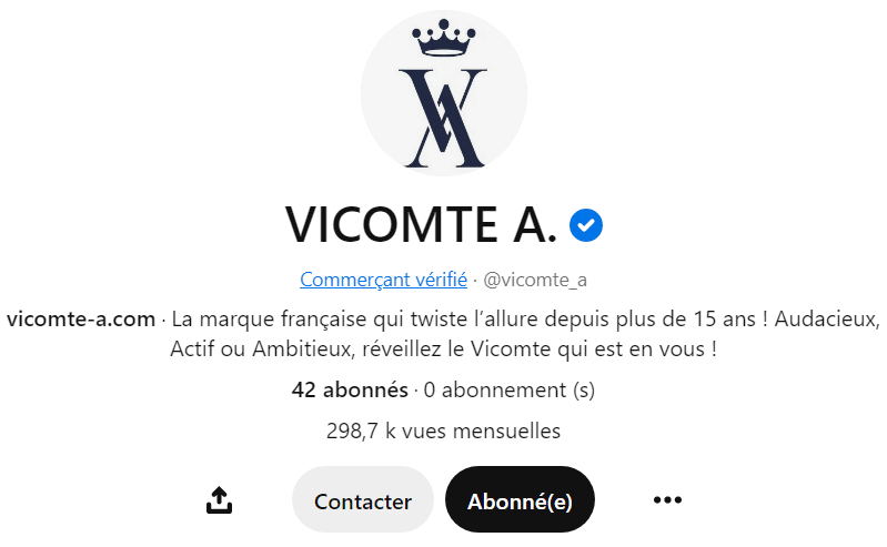Le profil Pinterest de Vicomte