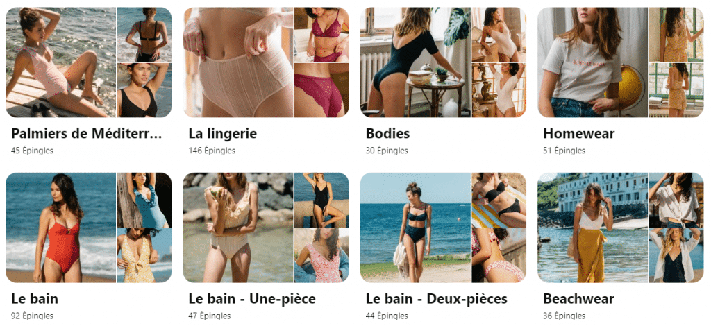Noms des tableaux Pinterest de la marque de lingerie