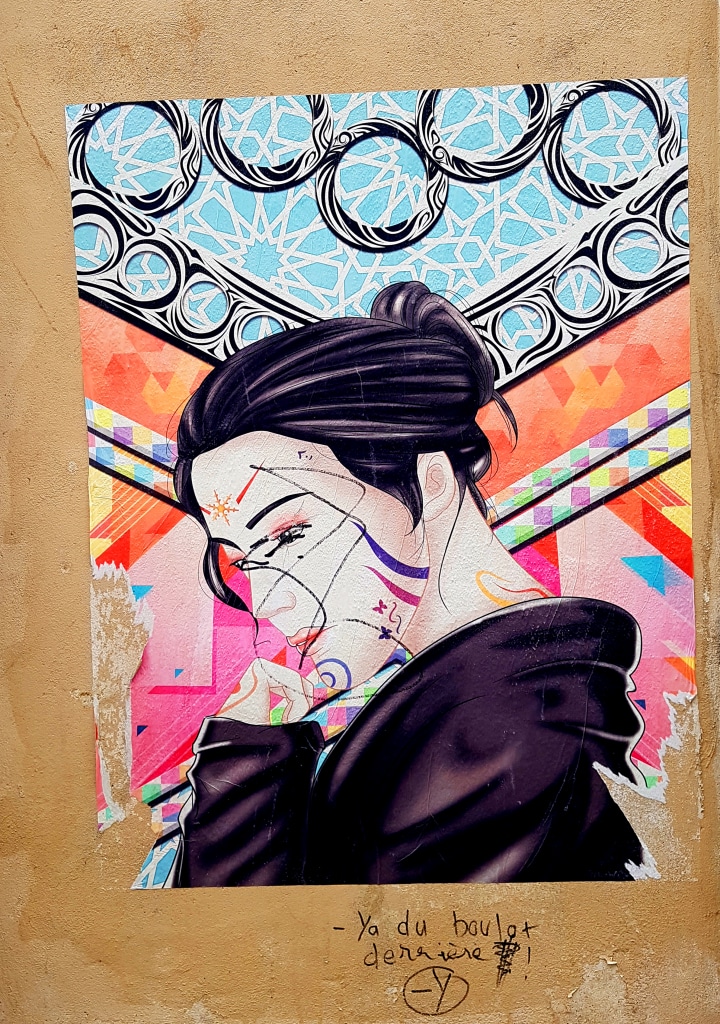Collage entre Mouffetard et à la Butte-aux-Cailles, street art Paris.
